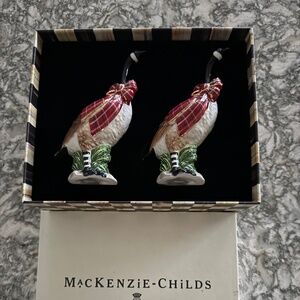 MACKENZIE-CHILDS SALT  & PEPPER SHAKERS NIB HOLIDAY GEESE